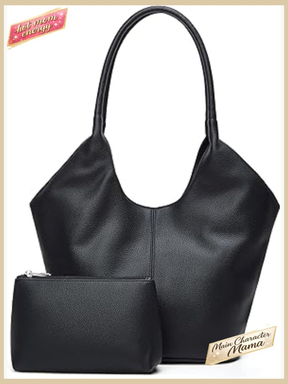 2 Pcs Slouchy PU Leather Bucket Hobo Bags Women Retro Underarm Shoulder Bag
